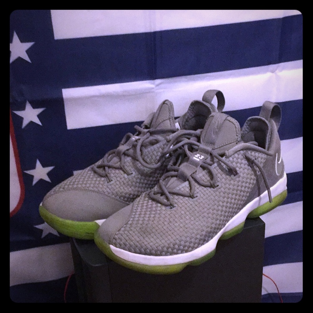 LeBron nike Zoom grey with green bottom size 10.5